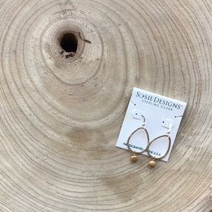 Silver drop earrings with gold